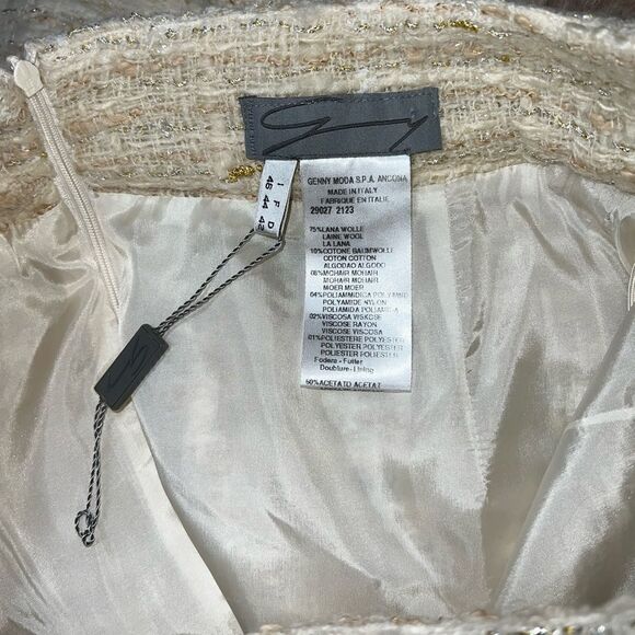 NWT Genny Moda Italy Vintage Boucle Two Piece Skirt Suit Cream Sz 10 - Picture 6 of 8